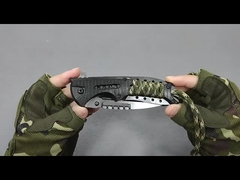 도매 주문형 OEM 야외 캠핑 사냥 플라스틱 손잡이 로프 검은 강철 블레이드 접는 포크