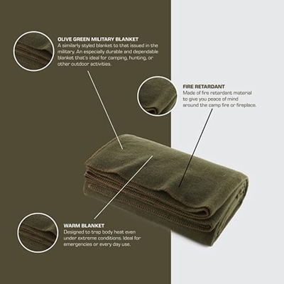 도매 소프트 80% 모직 담요 군용 육군 녹색